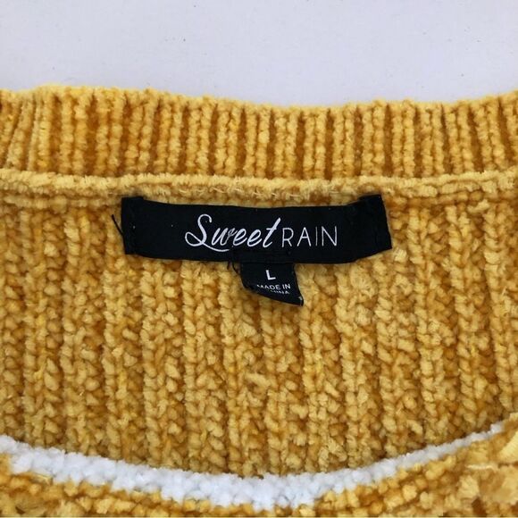 Sweet Rain Chenille Cropped Sweater Chunky Knit Mustard Size Large - Picture 5 of 9